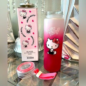 New: Sanrio Hello Kitty Glass Water Bottle 420ml (Pink) {Made in Japan}